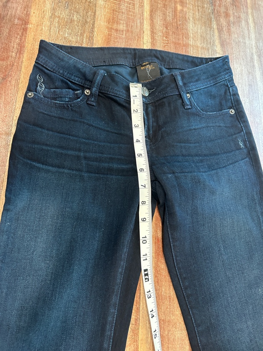 Genetic Denim Vintage The Riley Low-Rise Bootcut Jeans in Dark “Blue” Wash